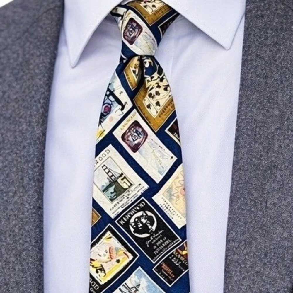 Kenwood Vineyards Silk Tie Wine Label Print Mens 57